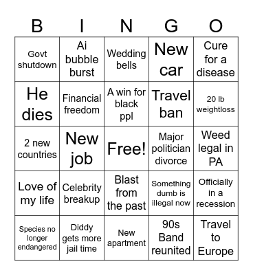 2026 Bingo Card