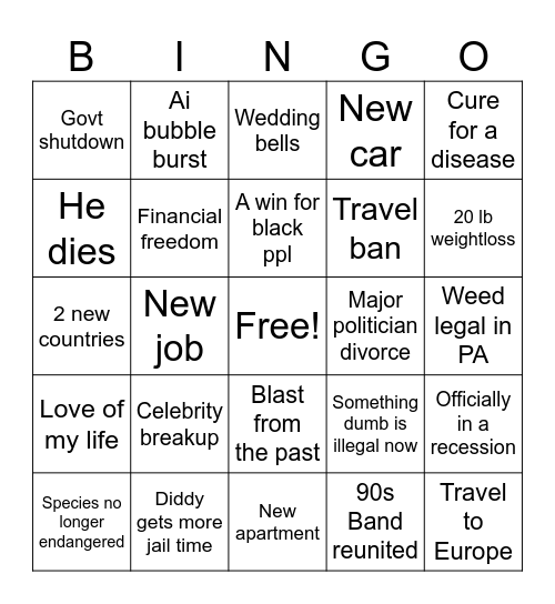 2026 Bingo Card