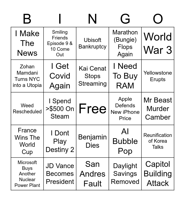 2026 BINGO Card