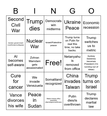 2026 Bingo Card