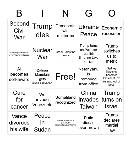 2026 Bingo Card