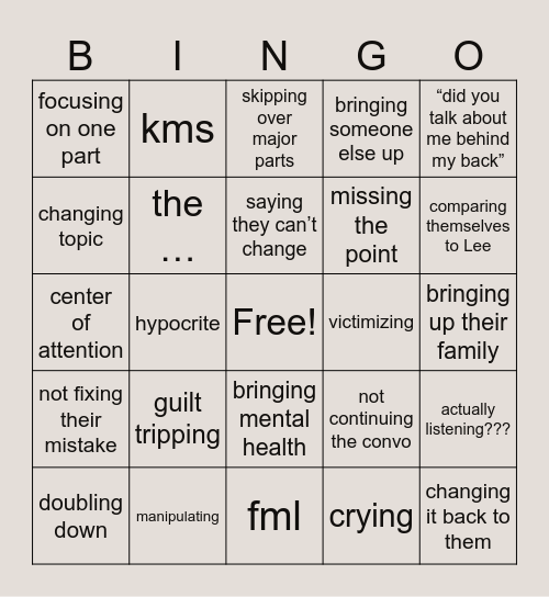 what will crypt say bruh Bingo Card