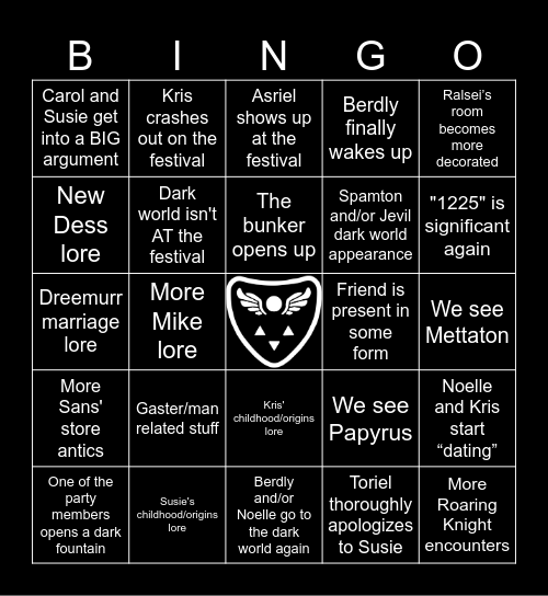 Deltarune Chapter 5 Bingo Card