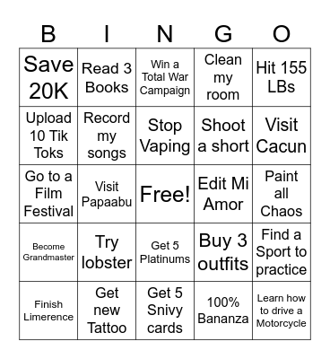 New Year's 2026 Bingo Card