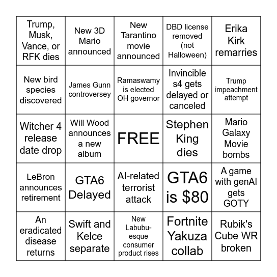 2026 Bingo Card