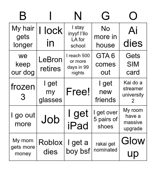 2026 bingo prediction Bingo Card