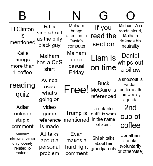 Marco Polo Bingo Card