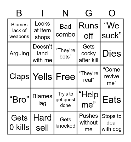 Neil bingo Card