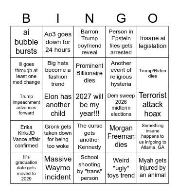 2026 Bingo Card