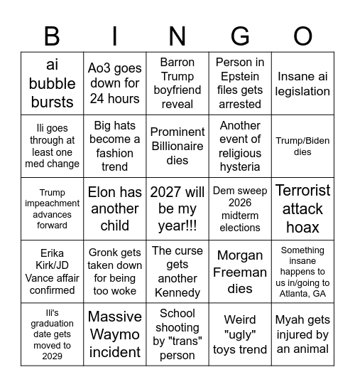 2026 Bingo Card
