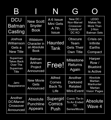 DC 2026 Bingo Card