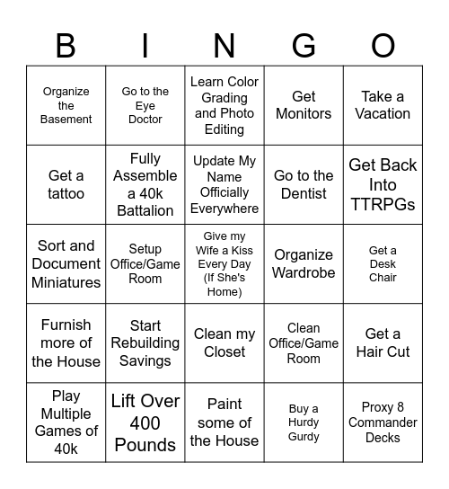 2026 Bingo Card