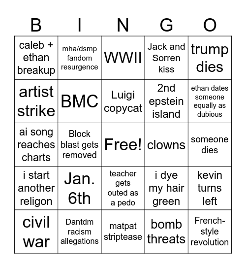 2025 Bingo Card
