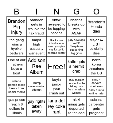 2026 Bingo Card