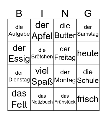 Woordjes Kapitel 2 Bingo Card