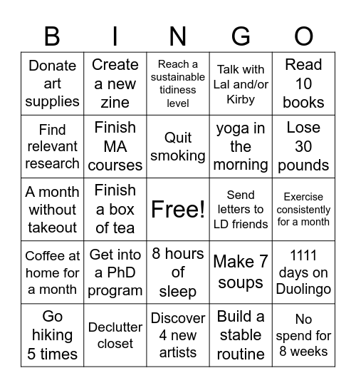 2026 bingo Card
