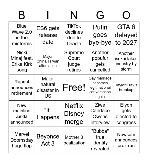 2026 BINGO Card