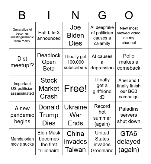 2026 Bingo Card
