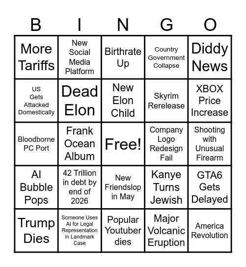 2026 Bingo Card