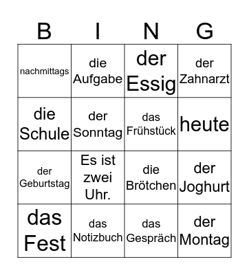 Woordjes Kapitel 2 Bingo Card
