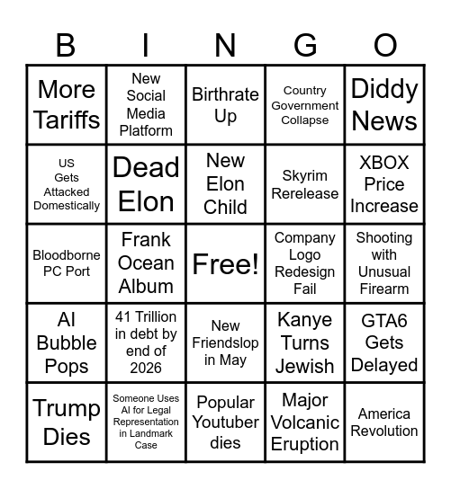 2026 Bingo Card