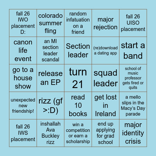 BINGO 26 Bingo Card