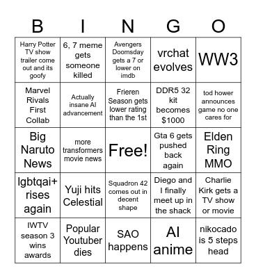 2026 Bingo Card