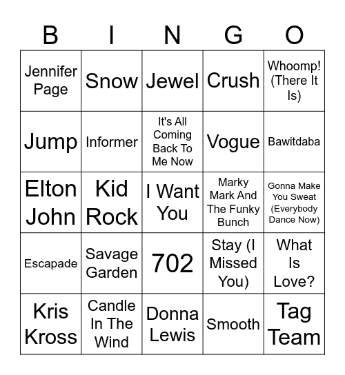1990s (Part 3) Bingo Card