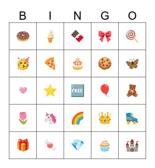 Anja’s Birthday Emoji Bingo Card