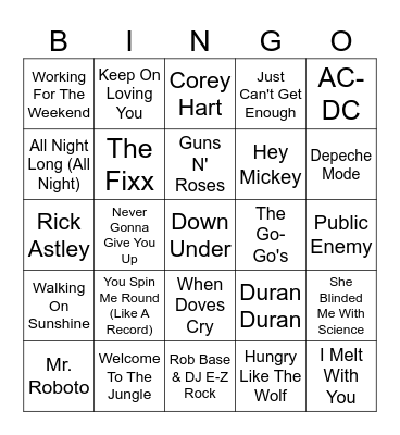 1980s (Part 2) Bingo Card