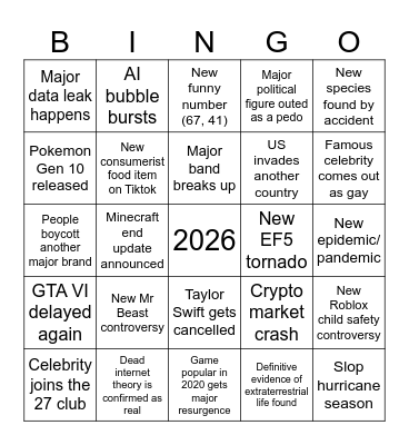 2026 Bingo Card