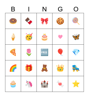 Anja’s Birthday Emoji Bingo Card