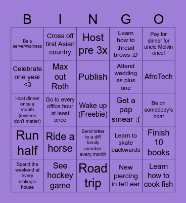 Morgan 2026 Bingo Card