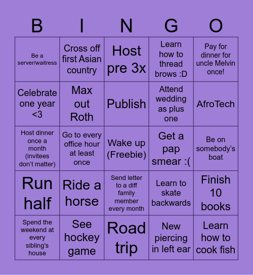 Morgan 2026 Bingo Card