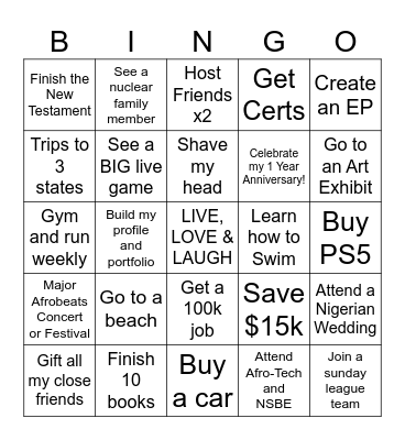Henry's Bingo Card