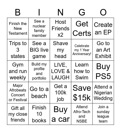 Henry's Bingo Card