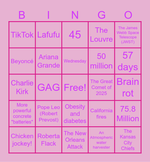 2025 Trends & Ends Bingo Card