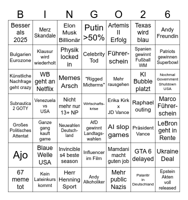 2026 Bingo Card