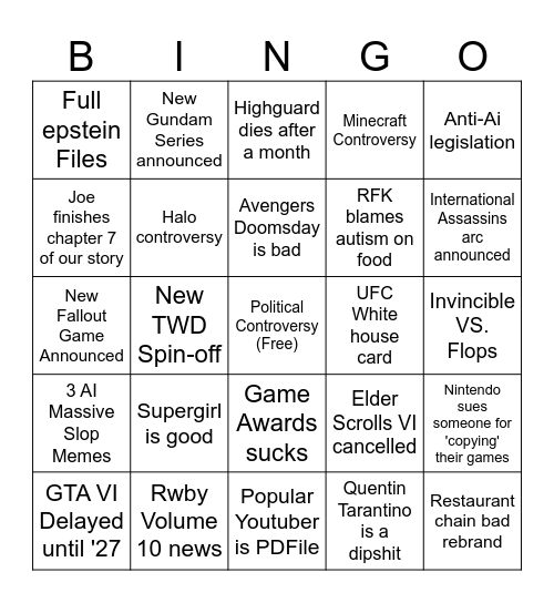 2026 Bingo Card