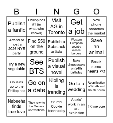 2026 Bingo Card