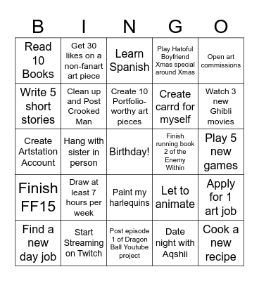SparklyAnarchy Resolution 2026 Bingo Card