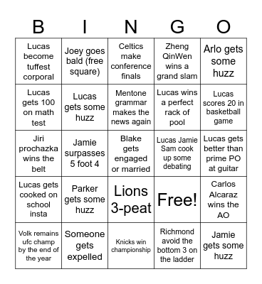 2026 Bingo Card Bingo Card
