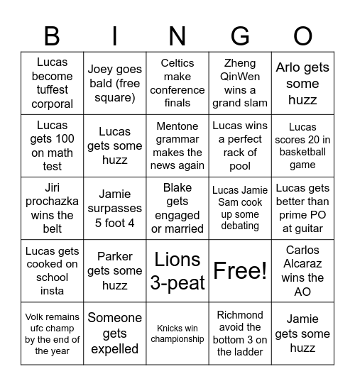 2026 Bingo Card Bingo Card