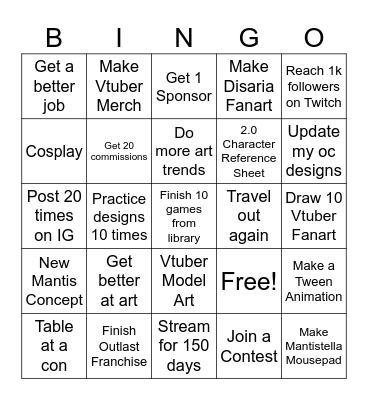New Year Resolutions Bingo Card