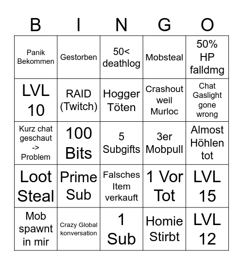 WOW HC BINGI Bingo Card