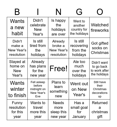 Happy New Year!!!!! Bingo Card