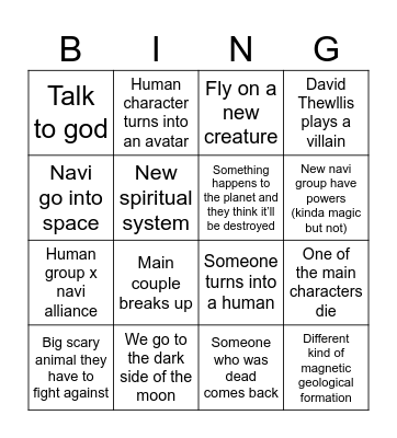Avatar Fire and Ash Bingo Card