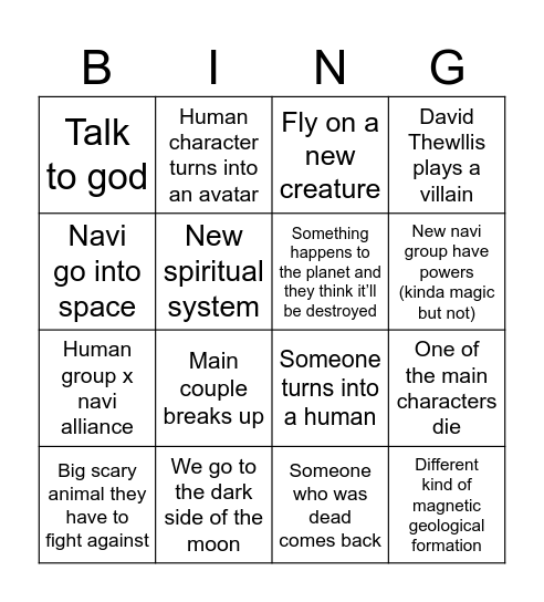 Avatar Fire and Ash Bingo Card