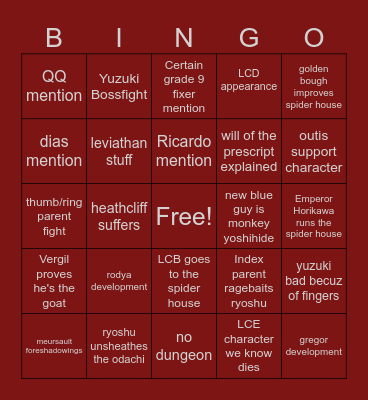 CANTO 9 Bingo Card