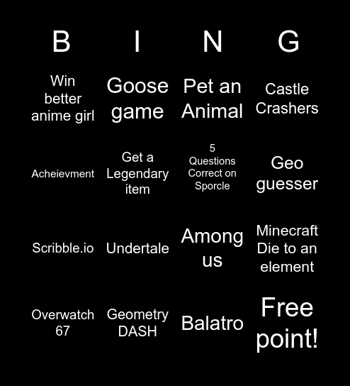 Bro vs Bro Bingo Card